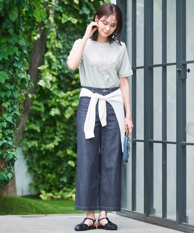 コットン フラワープリント Tシャツ