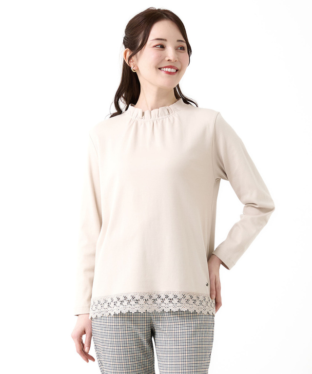 裾レース ハイネック プルオーバー