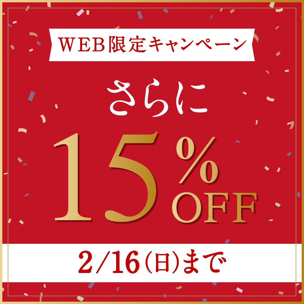 【WEB限定キャンペーン】さらに15%OFF 2/16(日)まで