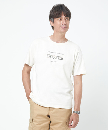 リーフ柄 ロゴプリント Tシャツ