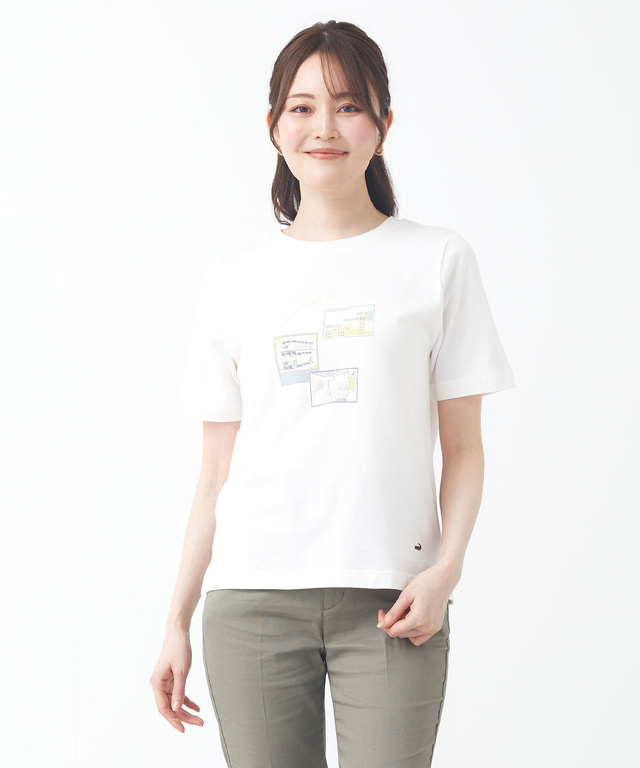 コットン モチーフプリント Tシャツ