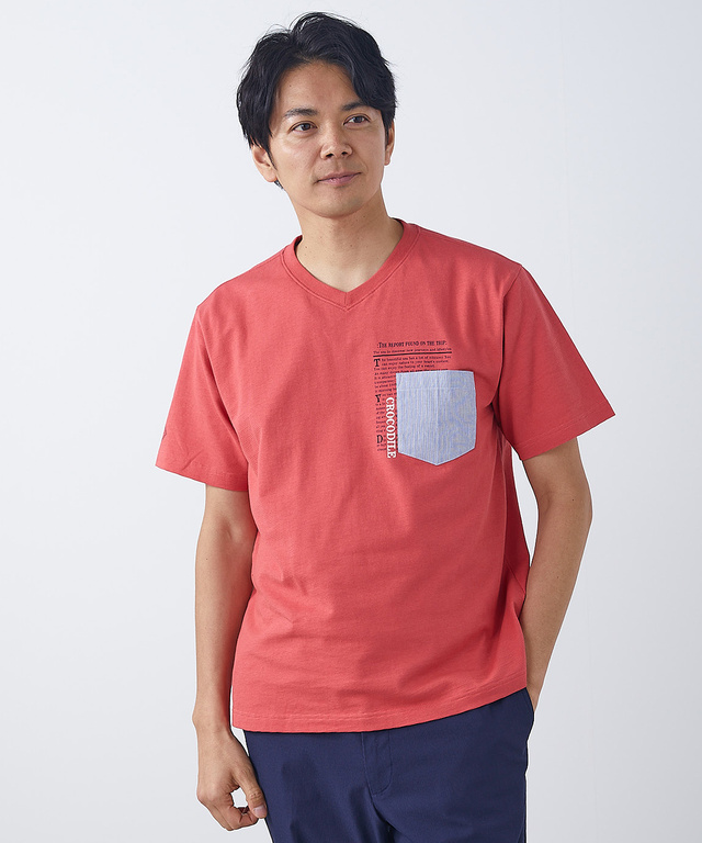 メンズ ポケット切り替え プリント Tシャツ通販 [1002-33212